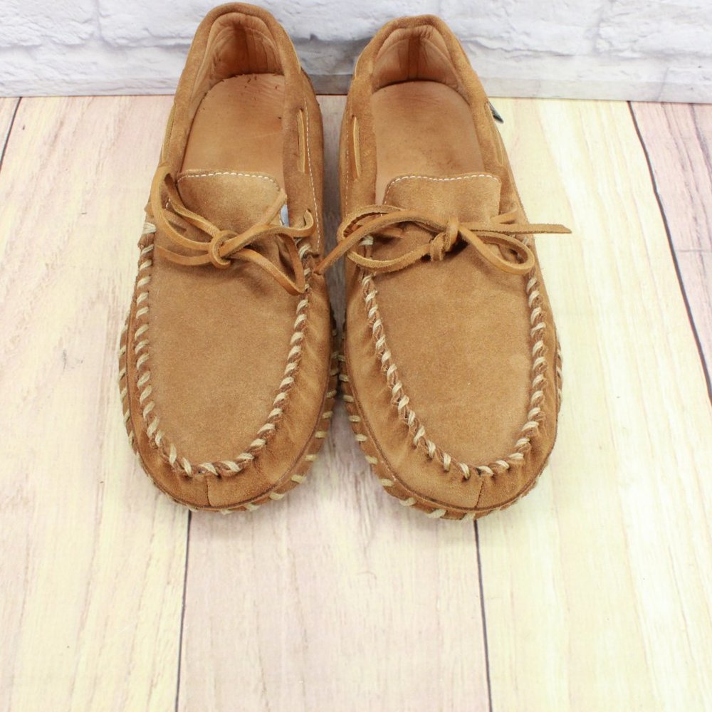 LL Bean Brown Suede Camp Moccasin Wicked Good Slippers Size 10 M - Picture 5 of 10